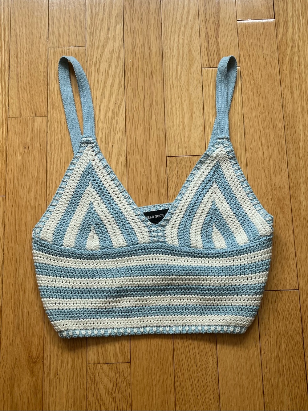 Streetwear Society Blue & White Crochet Tank